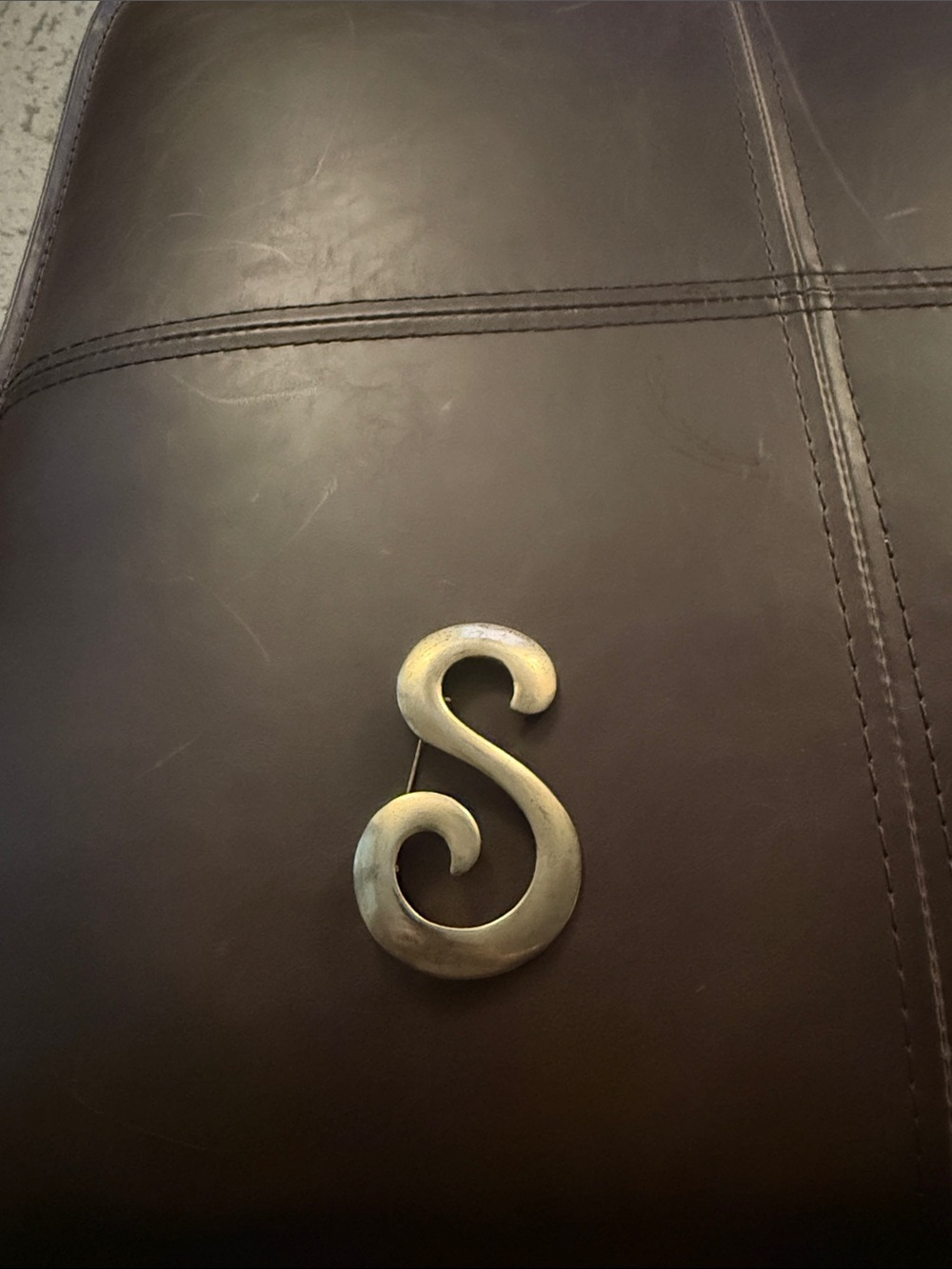 Brass Letter S Pin - Curvy Script Accent
